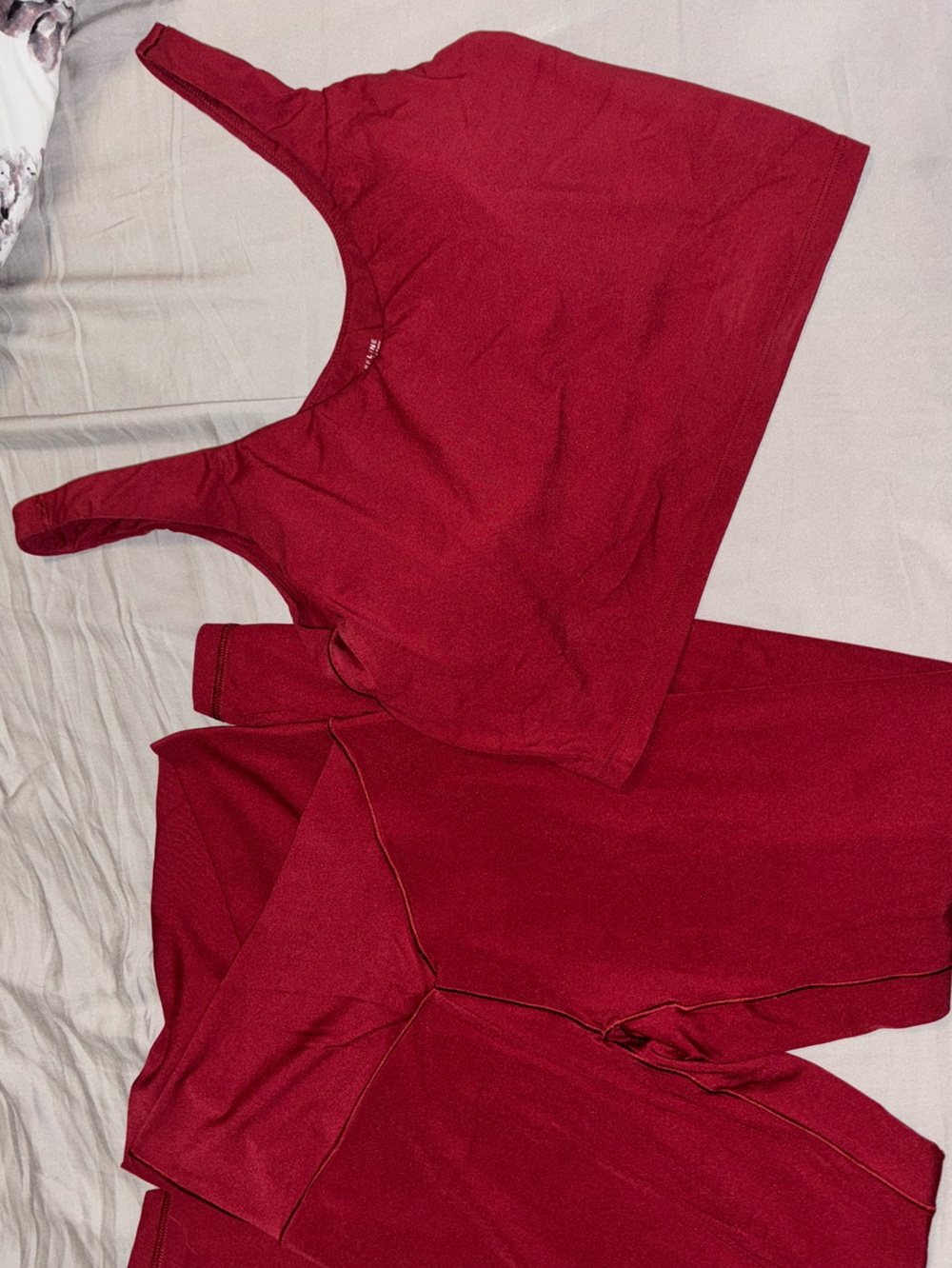Aerie Women's Red activewear Set - Crop Tank & High-Waist crossover Leggings